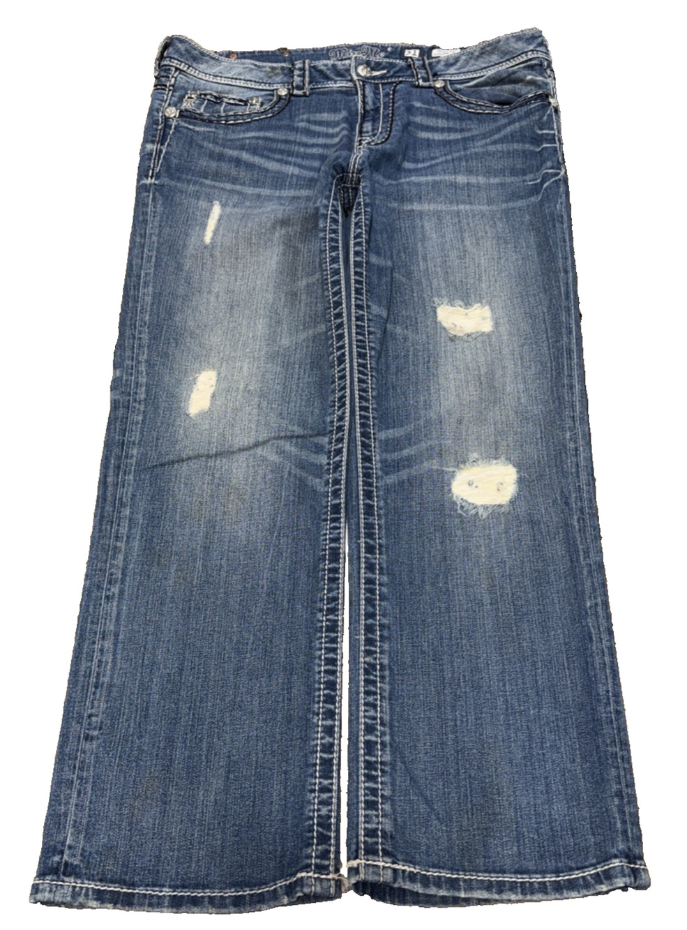 Miss Me Boyfriend Capri Jeans Size 31 Distressed Embellished Y2K